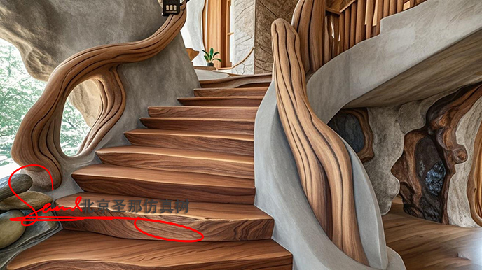 水泥仿木臺(tái)階