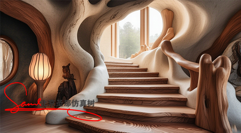 水泥仿木樓梯.jpg 水泥仿木樓梯